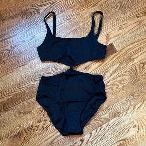 Stripe & Solid black swimsuit